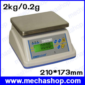 เครื่องชั่งกันน้ำ เครื่องชั่งสแตนเลส 2Kg ความละเอียด 0.2g ขนาดถาดชั่ง 210 x 173 mm. รุ่น WBW2 ยี่ห้อ ADAM (อังกฤษ)