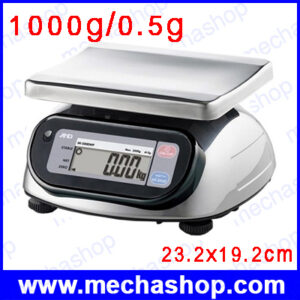 เครื่องชั่งกันน้ำ เครื่องชั่งสแตนเลส 1000g ความละเอียด0.5g ขนาดจานชั่ง 23.2×19.2cm ยี่ห้อ AND รุ่น SK-1000WP (ญี่ปุ่น)