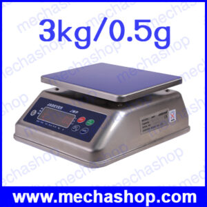 เครื่องชั่งกันน้ำ เครื่องชั่งสแตนเลส 3kg ความละเอียด 0.5g จานชั่งเป็นสแตนเลส ขนาด 230x190mm  ยี่ห้อ JADEVER รุ่น JWP กันน้ำได้ ไต้หวัน (ผ่านการตรวจรับรอง)