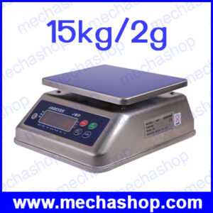 เครื่องชั่งกันน้ำ เครื่องชั่งสแตนเลส 15kg ความละเอียด 2g จานชั่งเป็นสแตนเลส ขนาด 230x190mm  ยี่ห้อ JADEVER รุ่น JWP กันน้ำได้ ไต้หวัน (ผ่านการตรวจรับรอง)