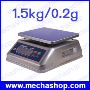 เครื่องชั่งกันน้ำ เครื่องชั่งสแตนเลส 1.5kg ความละเอียด0.2g  จานชั่งเป็นสแตนเลส ขนาด 230x190mm  ยี่ห้อ JADEVER รุ่น JWP ไต้หวัน กันน้ำได้ (ผ่านการตรวจรับรอง)
