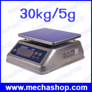 เครื่องชั่งกันน้ำ เครื่องชั่งสแตนเลส 30kg ความละเอียด 5g จานชั่งเป็นสแตนเลส ขนาด 230x190mm  ยี่ห้อ JADEVER รุ่น JWP กันน้ำได้ ไต้หวัน (ผ่านการตรวจรับรอง)