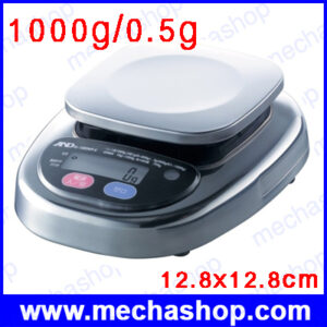 เครื่องชั่งกันน้ำ เครื่องชั่งสแตนเลส 1000g ความละเอียด0.5g ขนาดจานชั่ง 12.8×12.8cm. ยี่ห้อ AND รุ่น HL-1000WP (ญี่ปุ่น)