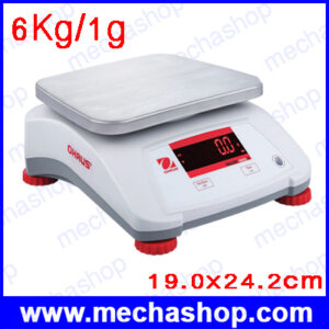 เครื่องชั่งกันน้ำ เครื่องชั่งสแตนเลส 6Kg ความละเอียด1g ขนาดจานชั่ง 19.0×24.2cm. ยี่ห้อ OHAUS รุ่น VALOR 2000-6KG (V22PW) (อเมริกา)