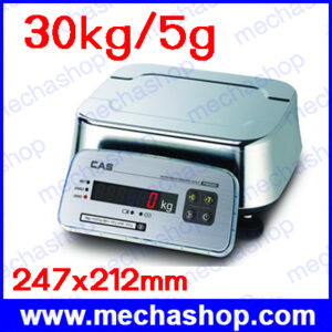 เครื่องชั่งกันน้ำ เครื่องชั่งสแตนเลส 30kg ความละเอียด5g ขนาดจานชั่ง 247x212mm. ยี่ห้อ CAS รุ่น FW500-E-30K (เกาหลี)