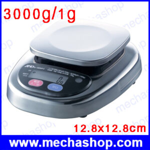 เครื่องชั่งกันน้ำ เครื่องชั่งสแตนเลส 3000g ความละเอียด1g ขนาดจานชั่ง 12.8×12.8cm.ยี่ห้อ AND รุ่น HL-3000WP (ญี่ปุ่น)