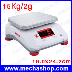 เครื่องชั่งกันน้ำ เครื่องชั่งสแตนเลส 15Kg ความละเอียด2g ขนาดจานชั่ง 19.0×24.2cm. ยี่ห้อ OHAUS รุ่น VALOR 2000-15KG (V22PW) (อเมริกา)