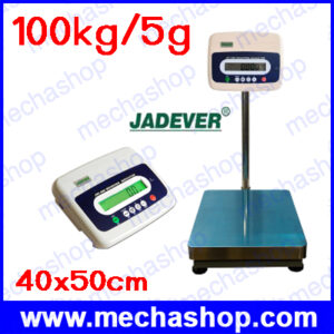 เครื่องชั่งดิจิตอลตั้งพื้น 100kg ความละเอียด 5g แท่นชั่งเป็นเหล็กพร้อมฝาครอบสแตนเลสขนาด 40x50cm รุ่น JWI-586 ยี่ห้อ JADEVER (ไต้หวัน)