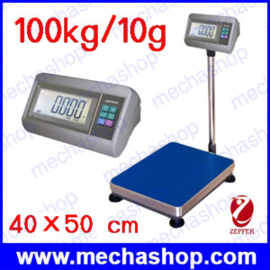 เครื่องชั่งดิจิตอลตั้งพื้น 100kg ค่าละเอียด 10g แท่นชั่งเป็นเหล็กฝาครอบเป็นสเเตนเลสขนาด 40x50cm  ยี่ห้อ ZEPPER รุ่น T7-EA4050-100kg (จีน)