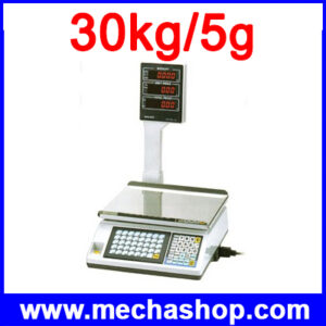 เครื่องชั่งคำนวณราคา ขนาดน้ำหนักชั่ง30kg ความละเอียด5g หน้าจอแสดงผลLED 3หน้าจอ (โปรแกรมเครื่องชั่ง หักน้ำหนักภาชนะ, คำนวณราคา, ทอนเงิน)
