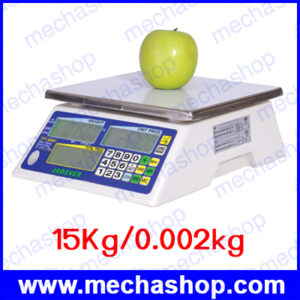 เครื่องชั่งดิจิตอล เครื่องชั่งคำนวณราคา 15kg ความละเอียด0.002kg หน้าจอแสดงผลLCD สีดำ ถาดชั่งเป็นสแตนเลส ขนาด 210x190mm ยี่ห้อ JADEVER (ไต้หวัน) ผ่านการตรวจรับรอง
